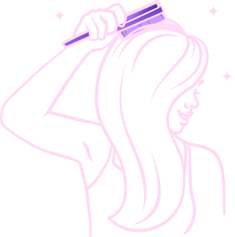 Woman brushing hair.